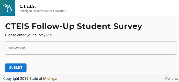 Image of Login Page Requesting Survey PIN Number